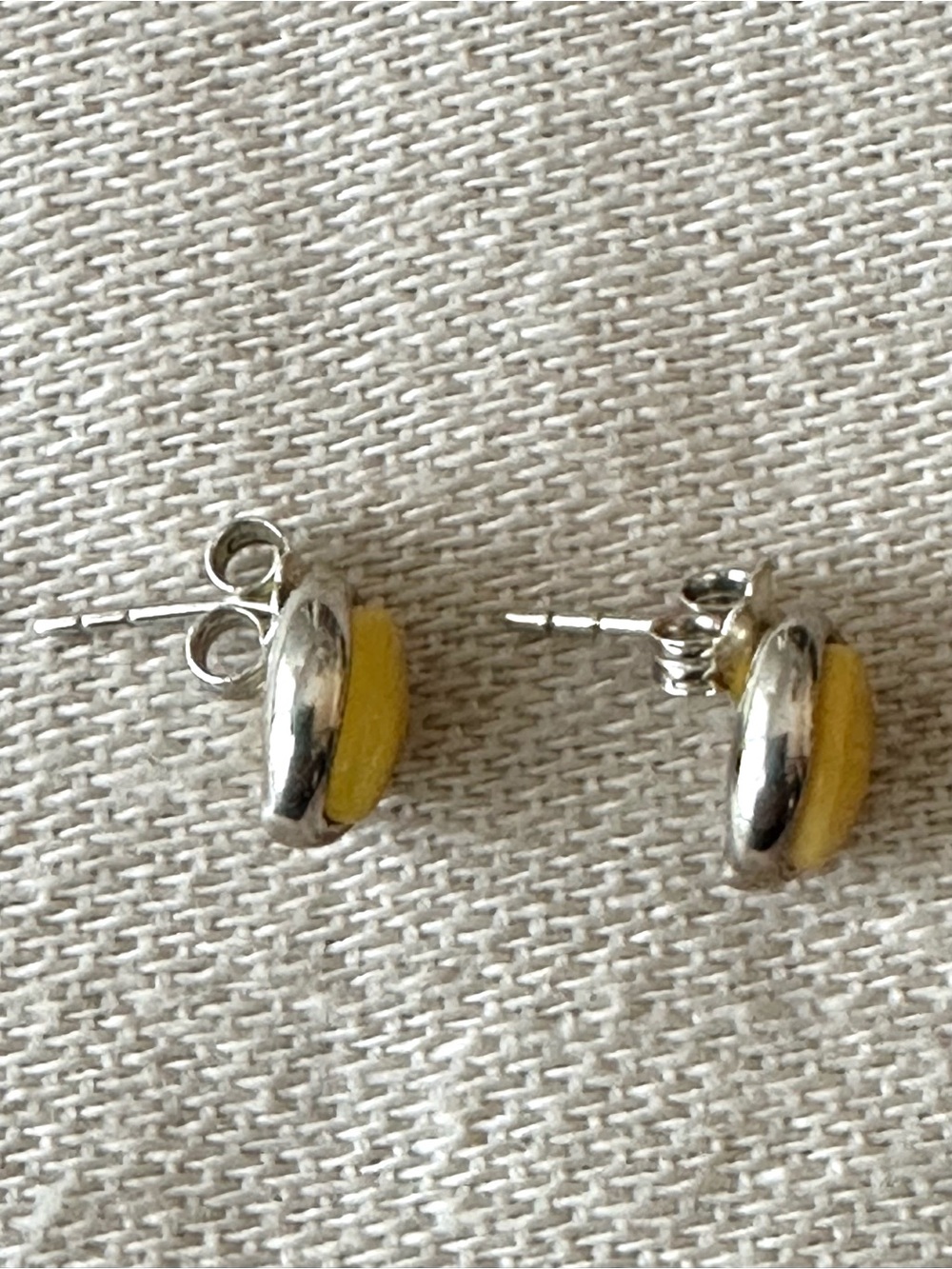 925 Sterling Silver Yellow Cabochon Oval Stud Earrings - Picture 8 of 8